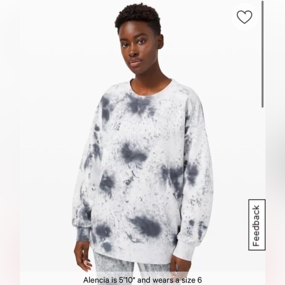 New Lululemon Perfectly Oversized Crew MDye Tie-Dye Sweatshirt White Grey Size 8